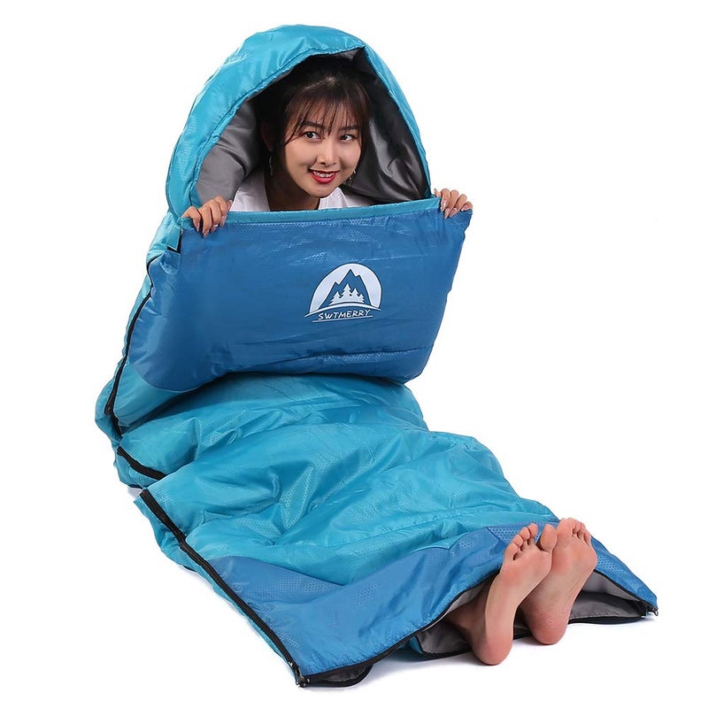 SWTMERRY Sleeping Bag 3 Seasons (Summer, Spring, Fall) Warm & Cool Weather - Lightweight,Waterproof Indoor & Outdoor Use for Camping Hiking, Backpacking and Survival (Sky Blue) - Image 3